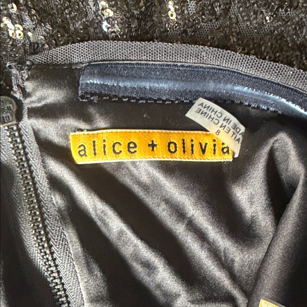 Alice + Olivia Strapless Gold Sequin Dress - Picture 3 of 4